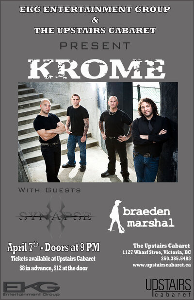 Krome, SYN{A}PSE, Braeden Marshal @ Upstairs Apr 7 2011 - May 13th @ Upstairs
