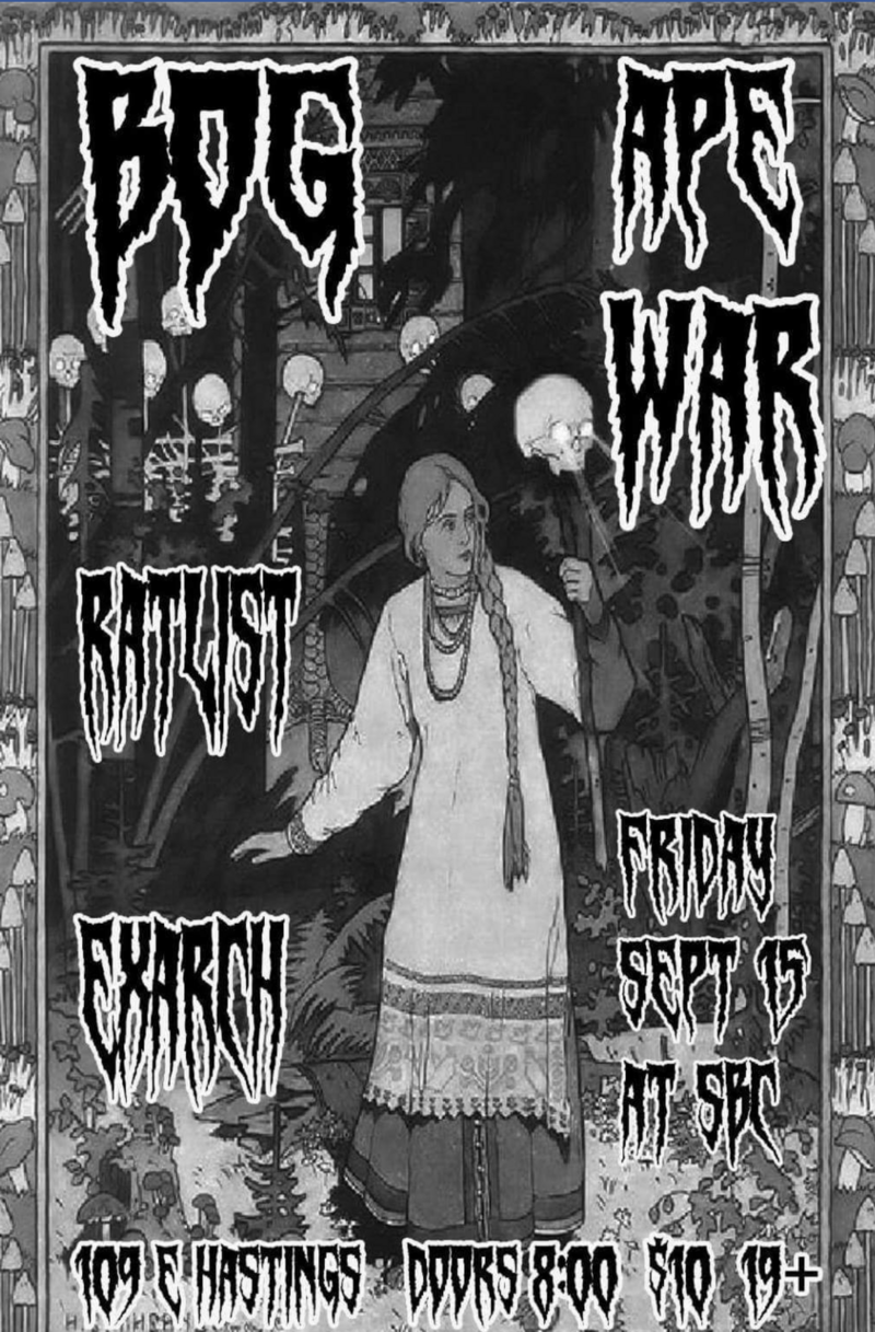 BOG, Ape War, RATLIST, ExArch @ SBC Restaurant Sep 15 2017 - May 8th @ SBC Restaurant