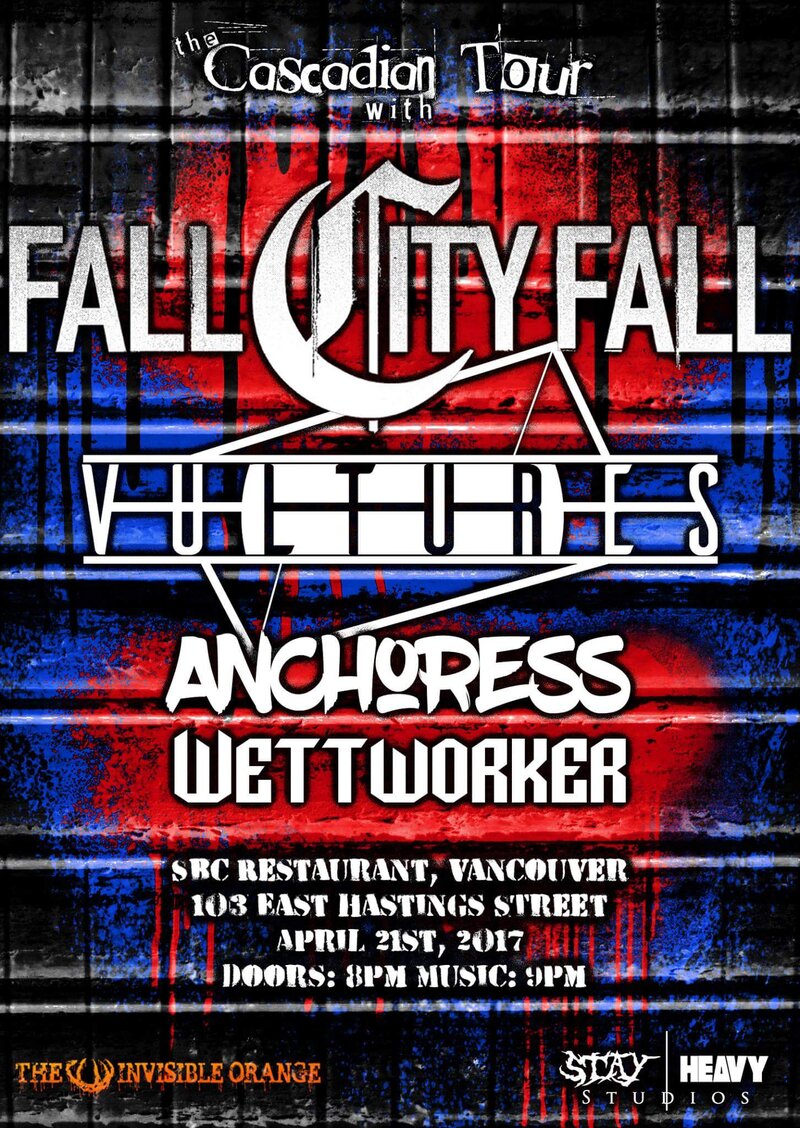 Fall City Fall, Vultures, Anchoress, Wettworker @ SBC Restaurant Apr 21 2017 - May 12th @ SBC Restaurant