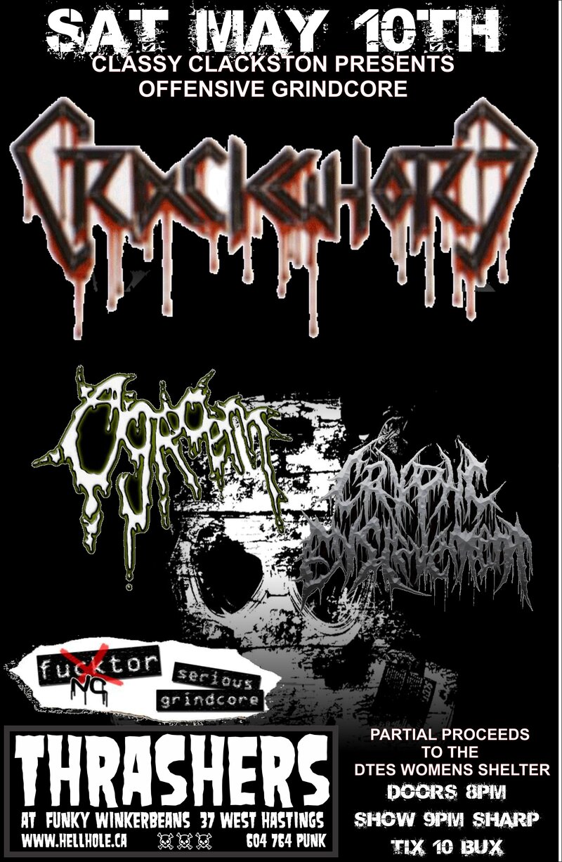 Offensive Grindcore: Crackwhore,  , Ogroem, Cryptic Enslavement, Functor  @ Funky Winker Beans Dec 31 1969 - May 5th @ Funky Winker Beans