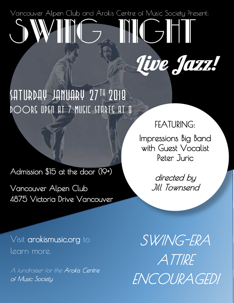 Swing Night At The Alpen Club: Impressions Big Band @ The Vancouver Alpen Club / Deutsches Haus Jan 27 2018 - May 7th @ The Vancouver Alpen Club / Deutsches Haus