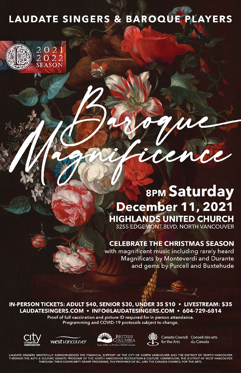 Baroque Magnificence!: Laudate Singers, Baroque Players @ Online Dec 11 2021 - May 13th @ Online