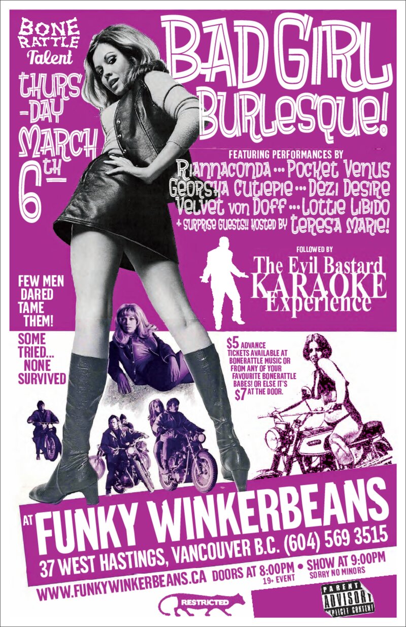 BAD GIRL BURLESQUE, FOLLOWED BY KARAOKE @ Funky Winker Beans Mar 6 2014 - May 8th @ Funky Winker Beans