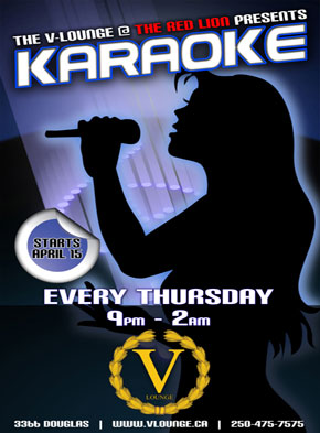 Karaoke Thursdays @ V-lounge Apr 29 2010 - Jun 6th @ V-lounge