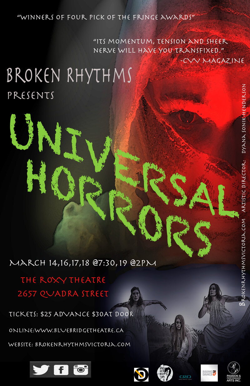 Universal Horrors: Broken Rhythms Victoria Society  @ Blue Bridge Repertory Theatre Mar 18 2017 - Jun 5th @ Blue Bridge Repertory Theatre