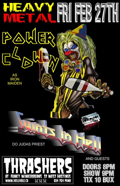 HEAVY METAL TRIBUTES!~~: Power Clown, Saints In Hell @ Funky Winker Beans Feb 27 2015 - May 8th @ Funky Winker Beans
