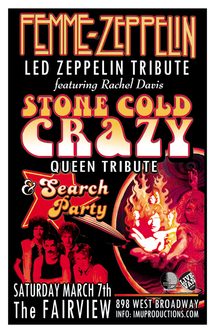 Femme Zeppelin, Rachel Davis, Stone Cold Crazy, Search Party @ Fairview Pub Mar 7 2015 - May 8th @ Fairview Pub