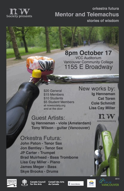 Mentor and Telemachus: Stories of Wisdom: Ig Henneman, Tony Wilson, Lisa Cay Miller , John Bentley, John Paton, Brad Muirhead, JP Carter, James Meger, Skye Brooks @ VCC, Broadway Campus - Oct 17, 2014