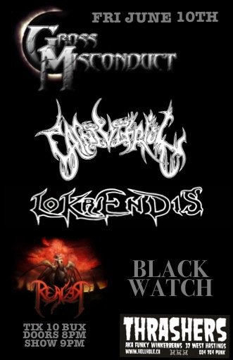 Gross Misconduct, Lokrendis, BLACKWATCH, Carnivitriol  @ Funky Winker Beans Dec 31 1969 - May 5th @ Funky Winker Beans