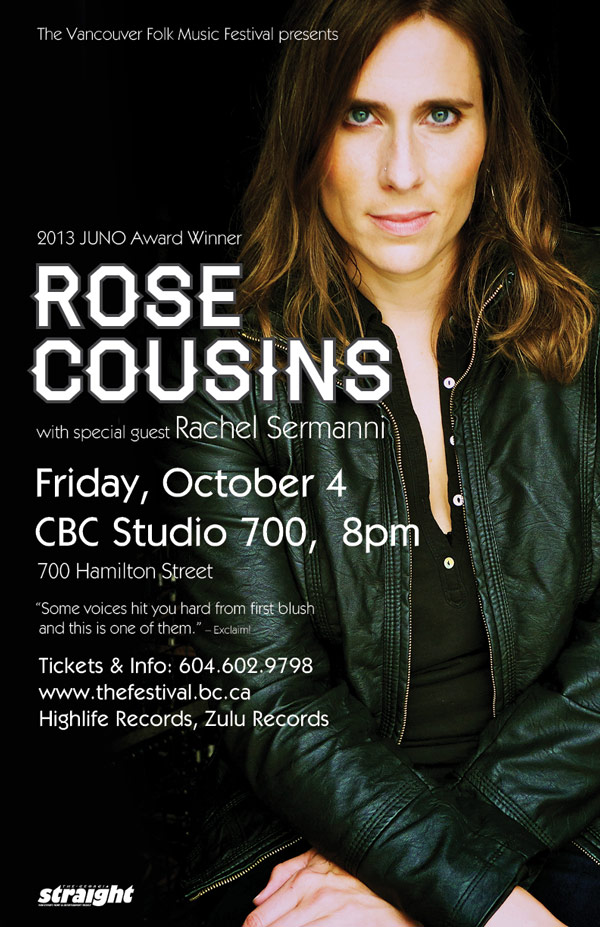 Rose Cousins, Rachel Sermanni @ Studio 700 Oct 4 2013 - May 9th @ Studio 700