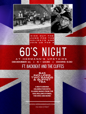 Sat. Dec 11th 2021 - : BACKBEAT, The Cliffes - Oct 16th @ Hermann's Upstairs