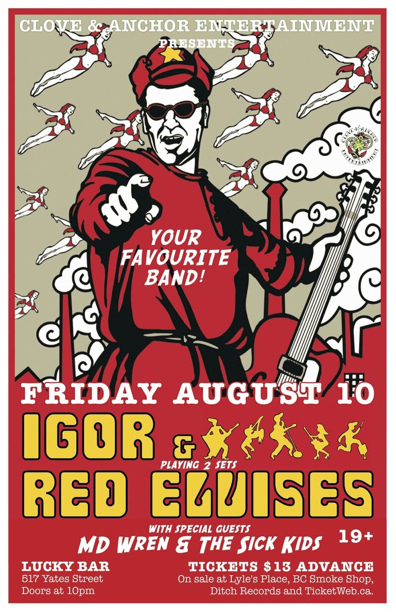 Igor & Red Elvises, MD Wren and the sick kids @ Lucky Bar Aug 10 2012 - May 7th @ Lucky Bar