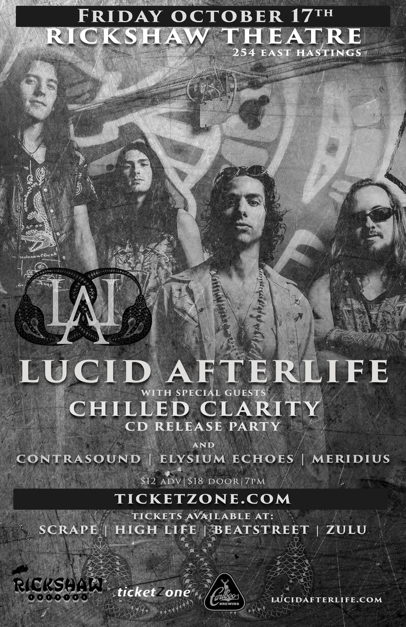 LUCID AFTERLIFE: Lucid AfterLife, Chilled Clarity , Contrasound, Elysium Echoes, MERIDIUS @ Rickshaw Theatre - Oct 17, 2014