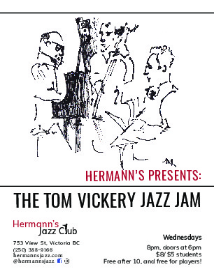 Hermann's Jazz Jam with the Tom Vickery Trio @ Hermann's Jazz Club Nov 29 2017 - Jun 5th @ Hermann's Jazz Club