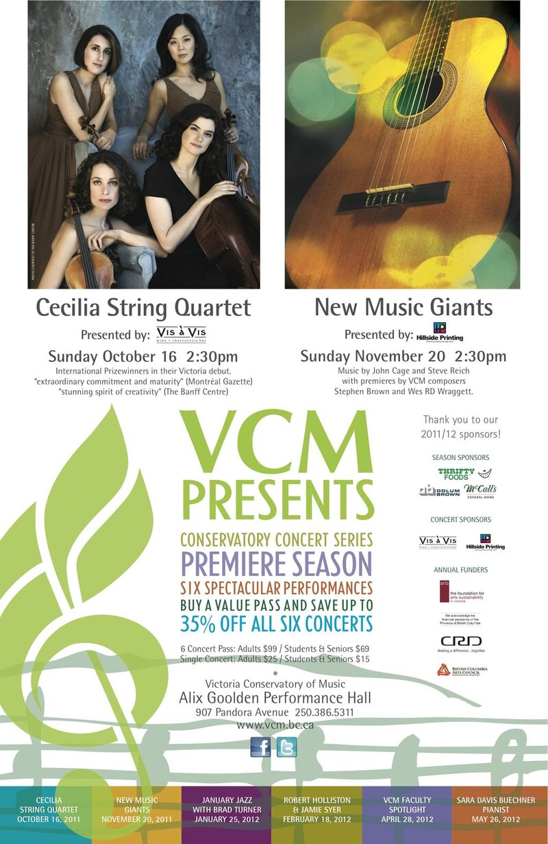 VCM Presents - Cecelia String Quartet: Cecelia String Quartet @ Alix Goolden Performance Hall Oct 16 2011 - Jun 13th @ Alix Goolden Performance Hall