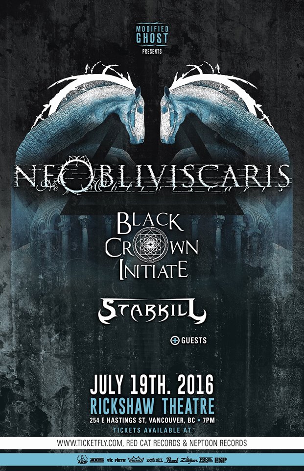 Ne Obliviscaris, Black Crown Initiate, Starkill @ Rickshaw Theatre Jul 19 2016 - May 5th @ Rickshaw Theatre