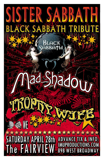 Sister Sabbath, Mad Shadow, Trophy Wife @ Fairview Pub Apr 28 2012 - May 10th @ Fairview Pub