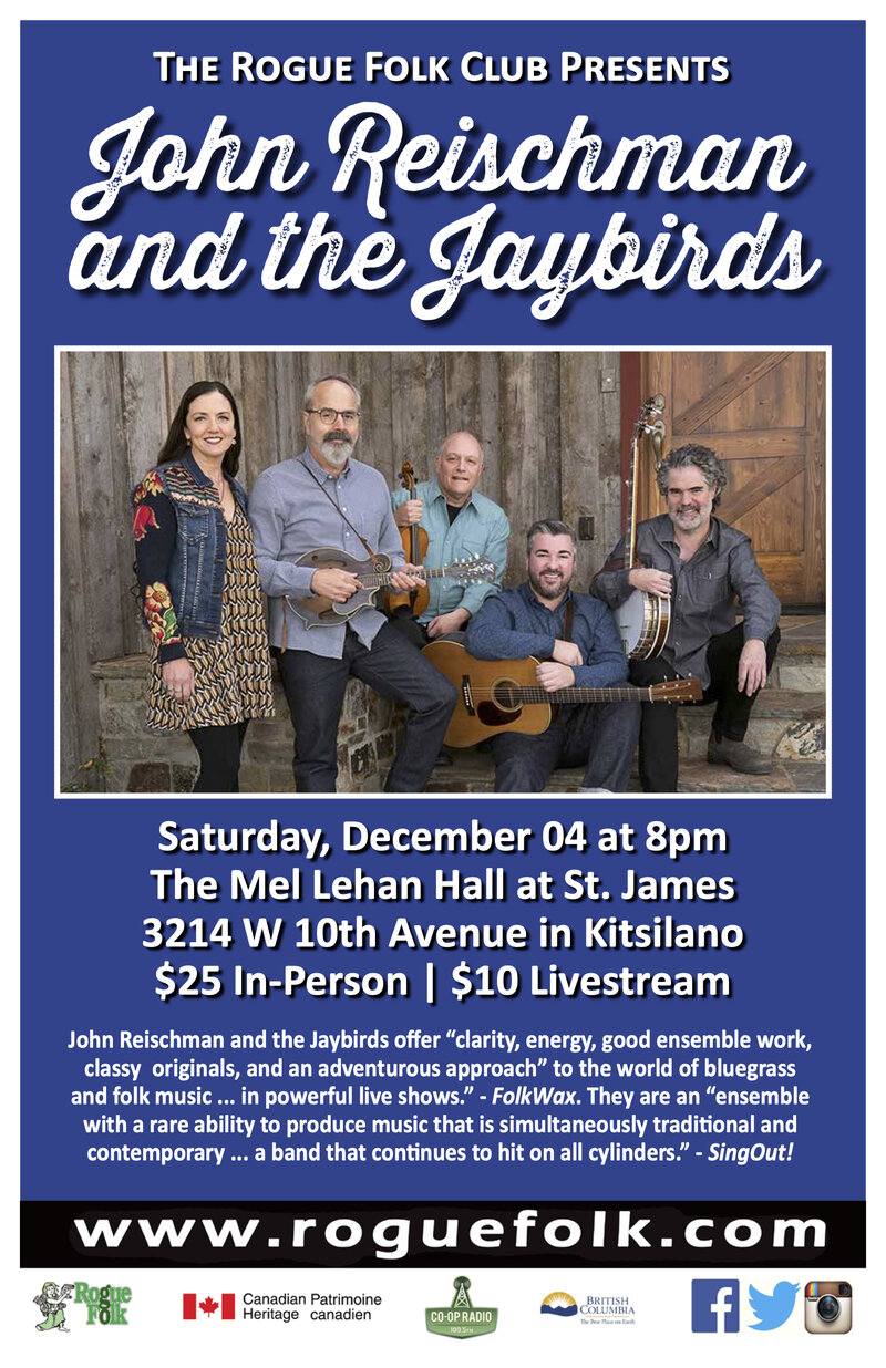 John Reischman & the Jaybirds @ Mel Lehan Hall at the St. James Community Square Dec 4 2021 - May 7th @ Mel Lehan Hall at the St. James Community Square