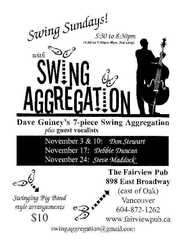 Dave Guiney's Sunday Swing Dance (with), Don Stewart @ Fairview Pub Nov 3 2013 - May 8th @ Fairview Pub
