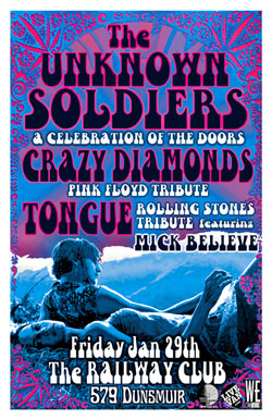 The DOORS, PINK FLOYD & The ROLLING STONES! 3 CLASSIC ROCK TRIBUTES ON 1 NIGHT!: The Unknown Soldiers, Crazy Diamonds, TONGUE, Mick Believe @ Railway Club Jan 29 2010 - May 8th @ Railway Club