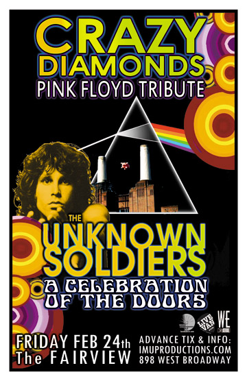 CRAZY DIAMONDS Pink Floyd Tribute & The UNKNOWN SOLDIERS: A Celebration Of The Doors!: Crazy Diamonds, The Unknown Soldiers @ Fairview Pub Feb 24 2012 - May 8th @ Fairview Pub