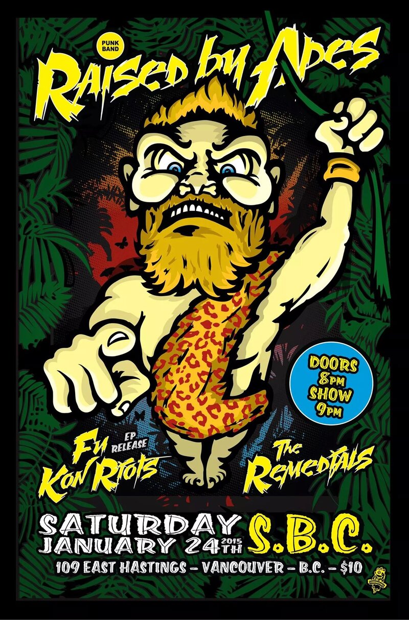 Raised By Apes, FÜ KON RIOTS, The Remedials @ SBC Restaurant - Jan 24, 2015