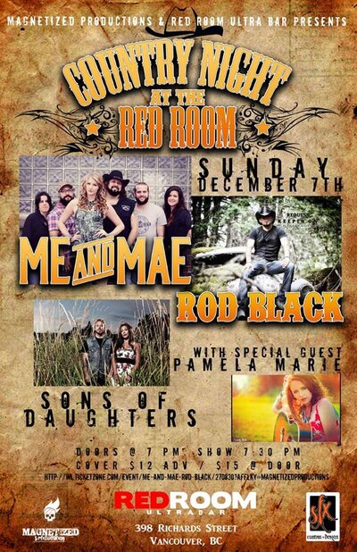 Me & Mae, Rod Black , Sons of Daughters,  PAMELA MARIE @ The Red Room Dec 7 2014 - May 7th @ The Red Room