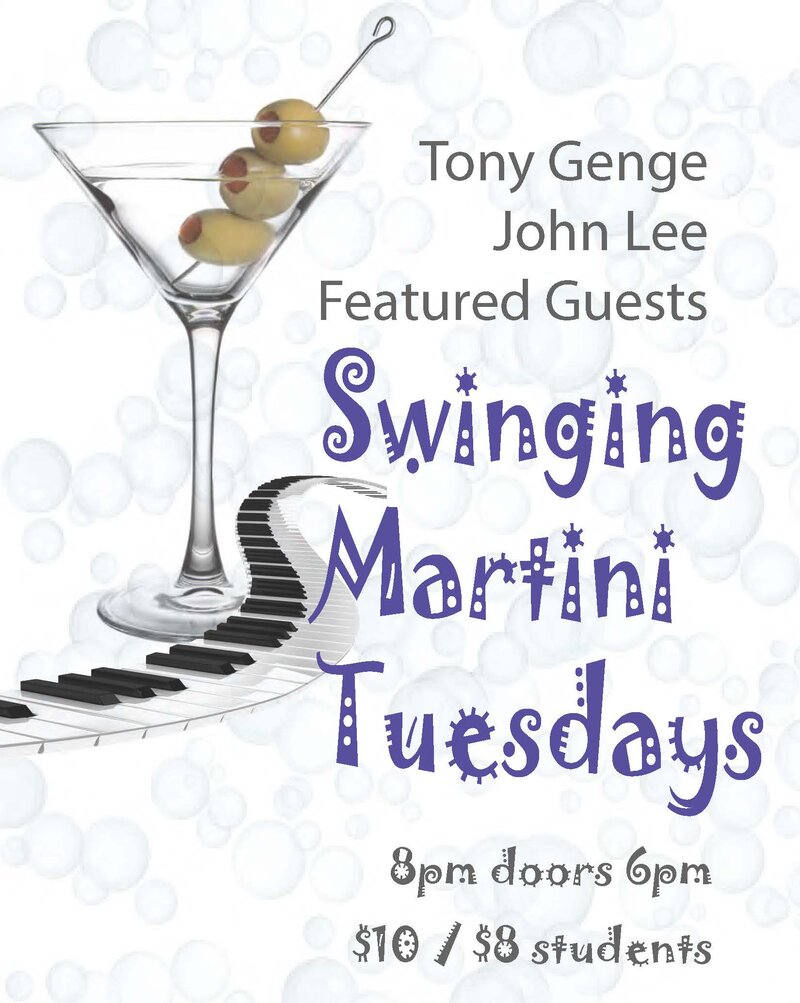 Swinging Martini Tuesdays: Tony Genge, John Lee, featured guests @ Hermann's Jazz Club Sep 19 2017 - May 6th @ Hermann's Jazz Club