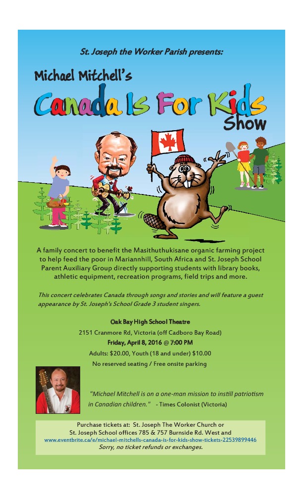Local students join Victoria-based Michael Mitchell for benefit concert: Michael Mitchell @ Oak Bay High School’s Dave Dunnett Theatre - Apr 08, 2016