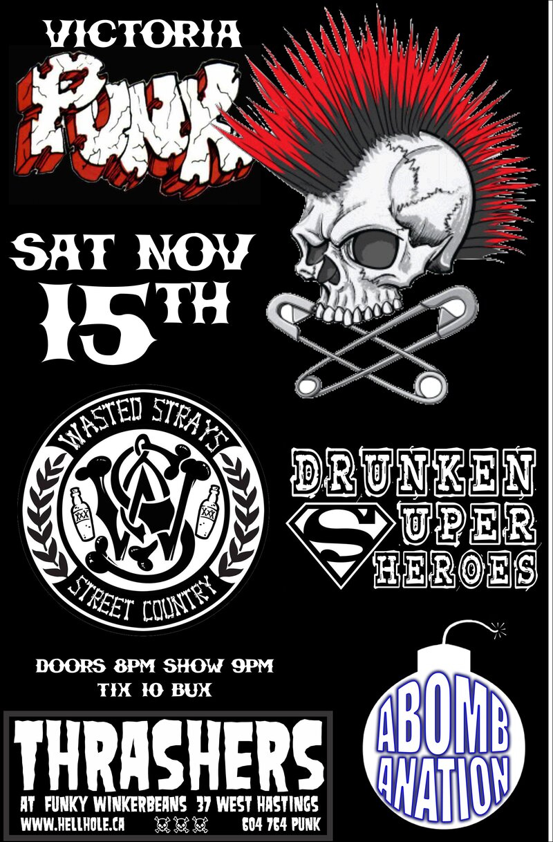 Wasted Strays, Drunken Super Heroes, ABOMBANATION @ Funky Winker Beans Nov 15 2014 - Apr 30th @ Funky Winker Beans