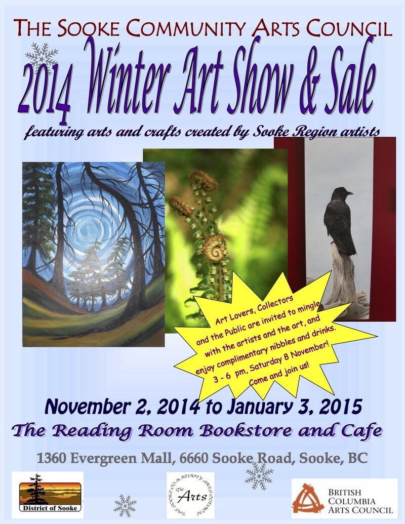2014 Winter Art Show and Sale: sooke community Arts Council @ The reading room book store and cafe Nov 2 2014 - Jul 27th @ The reading room book store and cafe