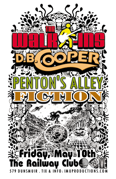 The Walk-Ins, D.B.Cooper, PENTON'S ALLEY, Fiction @ Railway Club May 10 2013 - May 6th @ Railway Club