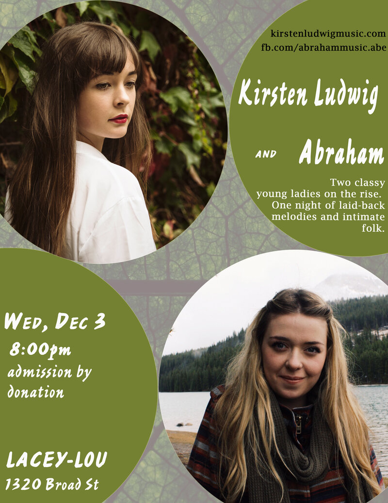 Two Classy Young Ladies on the Rise: Abraham, Kirsten Ludwig @ Lacey-Lou Tapas Lounge Dec 3 2014 - Jun 4th @ Lacey-Lou Tapas Lounge