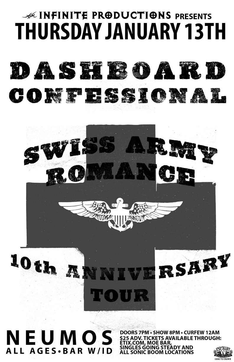 THE SWISS ARMY ROMANCE 10TH ANNIVERSARY TOUR:: Dashboard Confessional, Chris Conley of Saves The Day, Lady Danville, John Lefler @ Neumos Jan 13 2011 - May 6th @ Neumos