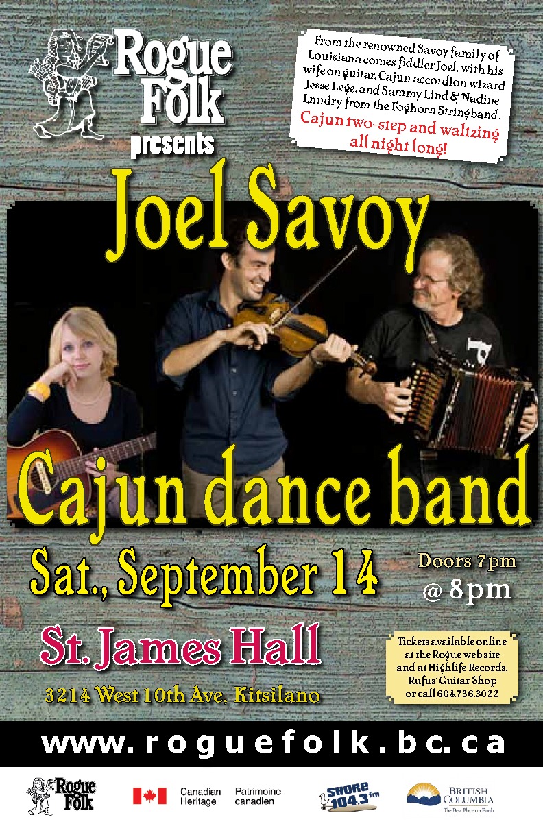 Joel Savoy, Jesse Lege, Sammy Lind, Nadine Landry, Kelli Jones-Savoy @ St. James Community Hall Sep 14 2013 - May 6th @ St. James Community Hall
