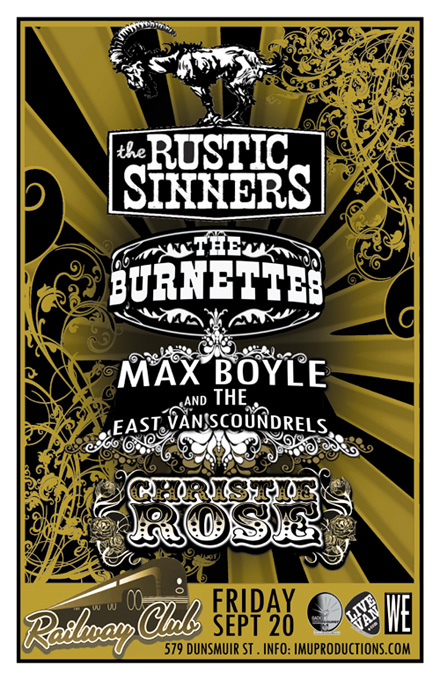 The Rustic Sinners, East Van Scoundrels, The Burnettes, Christie Rose @ Railway Club Sep 20 2013 - May 6th @ Railway Club