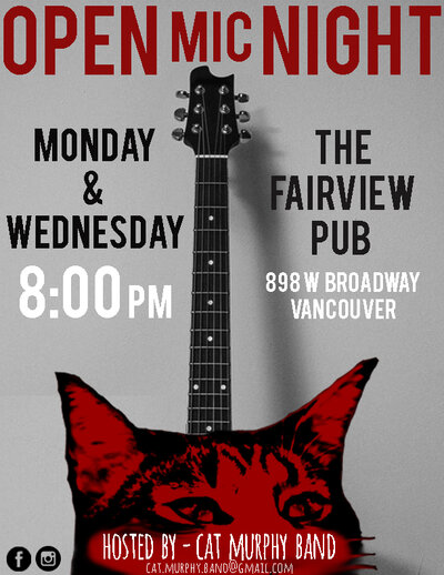 Open Mic Night: Cat Murphy Band, Kaitlin Deavy, Steven Lane @ Fairview Pub Feb 15 2017 - May 6th @ Fairview Pub