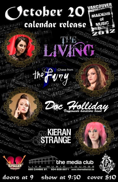 Vancouver Maidens of Music 2012 calendar release party: The Living, The Fury, Doc Holliday, Kieran Strange @ The Media Club Oct 20 2011 - May 6th @ The Media Club