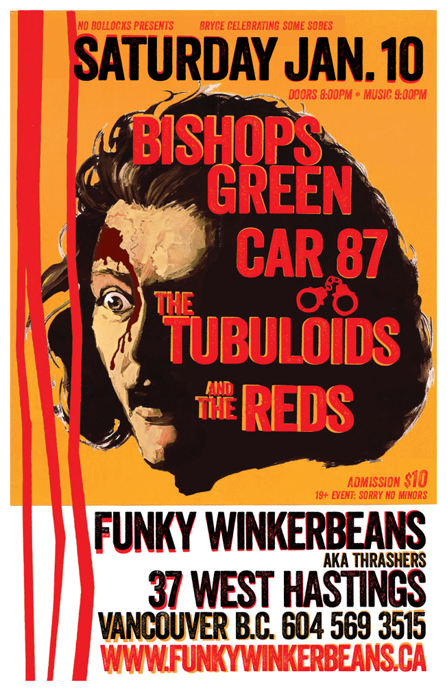 Bishops Green, Car 87, The Tubuloids, Reds @ Funky Winker Beans Jan 10 2015 - May 7th @ Funky Winker Beans