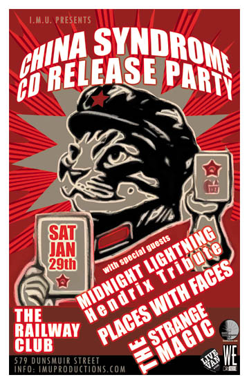 Late Show! featuring CHINA SYNDROME CD Release Party: China Syndrome, Places With Faces , The Strange Magic, Midnight Lightning @ Railway Club Jan 29 2011 - May 8th @ Railway Club
