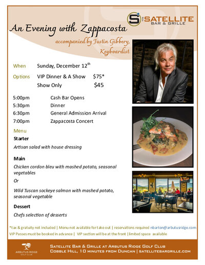 An Evening with Zappacosta: Alfie Zappacosta, Justin Glibbery @ Satellite Bar & Grille - Dec 12, 2021