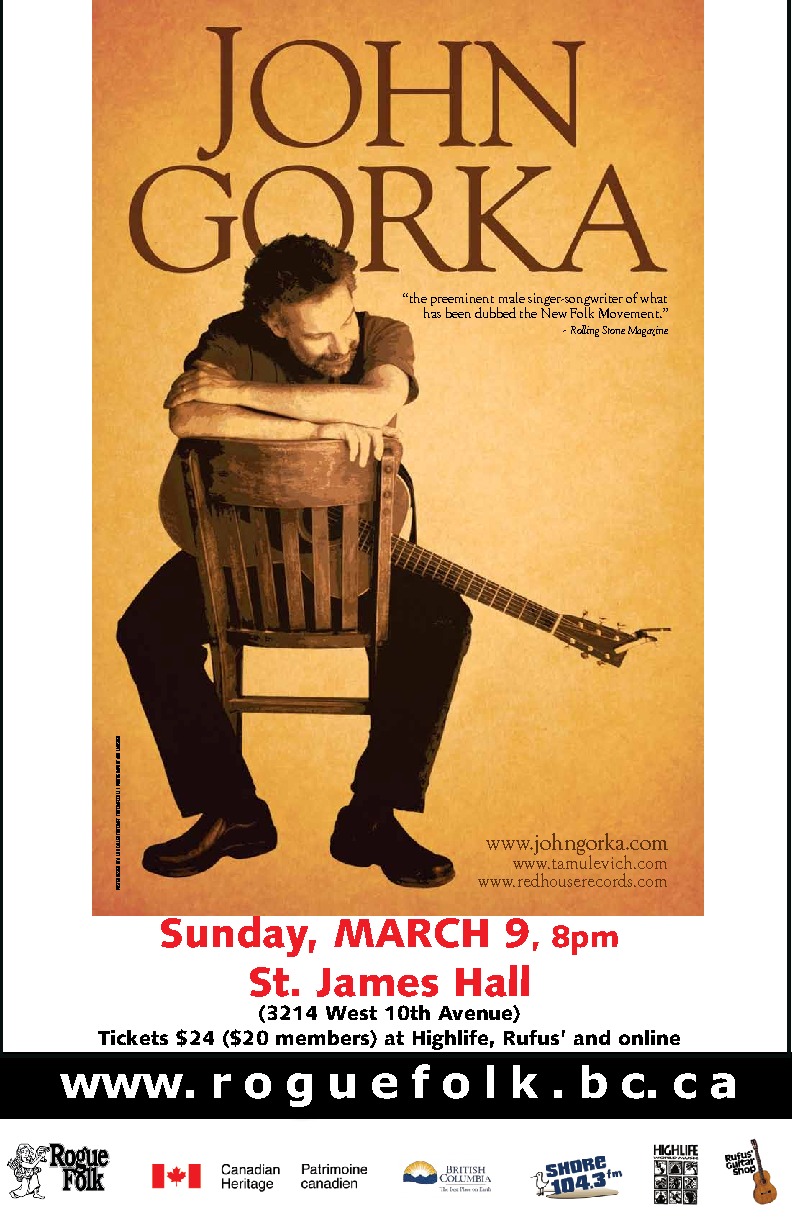 John Gorka, Antje Duvekot @ St. James Community Hall Mar 9 2014 - Jun 23rd @ St. James Community Hall