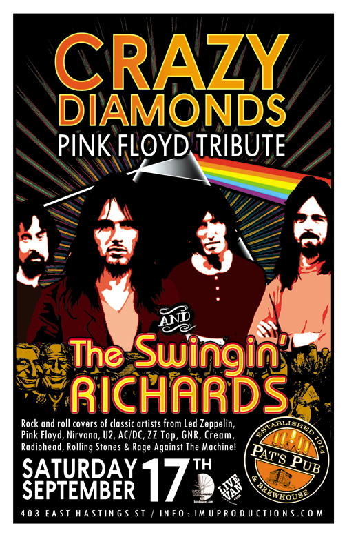 Pink Floyd Tribute w/ guests: Crazy Diamonds,  The Swingin' Richards @ Pat's Pub - Sep 17, 2016
