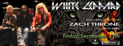 KICKSTART YOUR 80'S HEART: White Leppard (with Special Guest  Vocalist from Las Vegas  of Sin City Sinners ), Zachary Throne @ Joe's Apartment Sep 12 2014 - May 12th @ Joe's Apartment