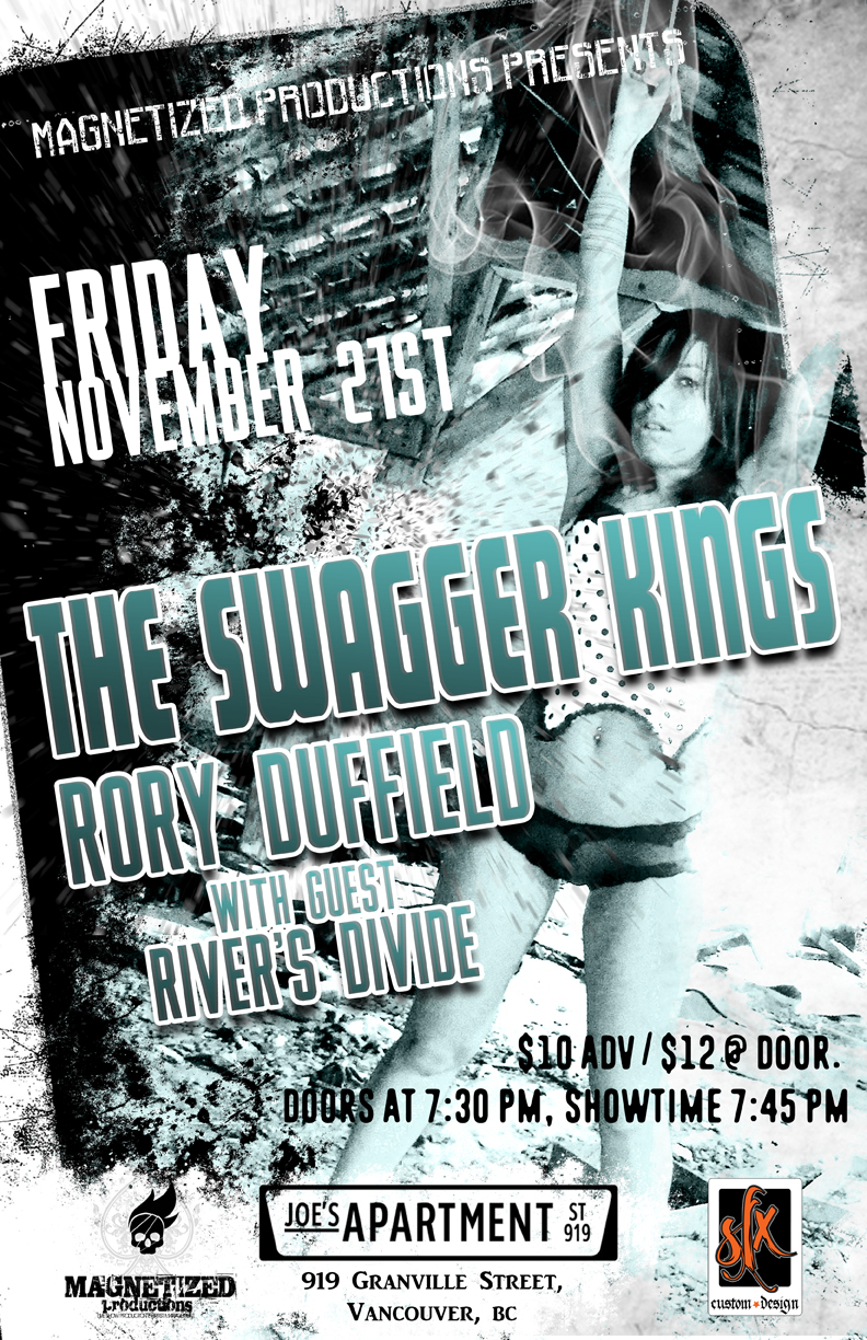 The Swagger Kings , Rory Duffield, River's Divide @ Joe's Apartment Nov 21 2014 - May 6th @ Joe's Apartment