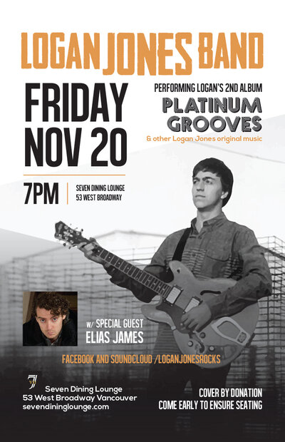 Logan Jones Band, Elias James @ Seven Dining Lounge Nov 20 2015 - May 12th @ Seven Dining Lounge