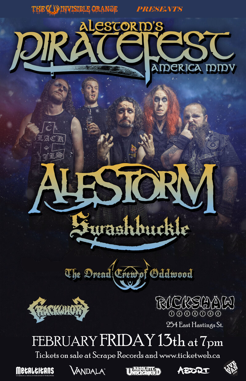 PIRATEFEST 2015: Alestorm, Swashbuckle, The Dread Crew of Oddwood, Crackwhore @ Rickshaw Theatre Feb 13 2015 - May 7th @ Rickshaw Theatre