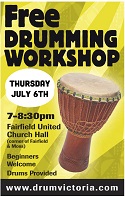 Free Drumming Workshop @ The workshop is located at the Fairfield United Church Hall (cor - Jul 06, 2017