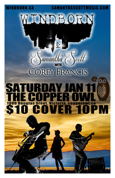 Windborn, Samantha Scott, Corey Francis @ Copper Owl Jan 11 2014 - May 8th @ Copper Owl