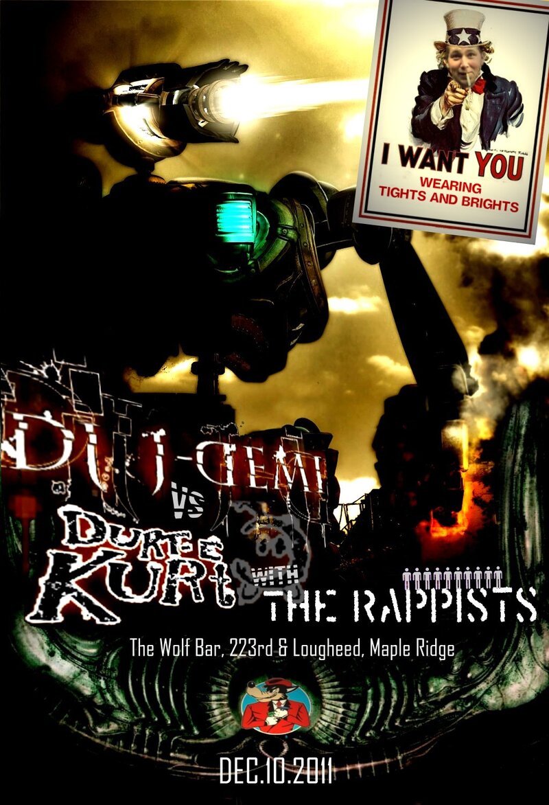 Brights & Tights Night: DJ J-Demi Vs. Durt-E-Kurt, The Rappists @ The Wolf Bar Dec 10 2011 - May 5th @ The Wolf Bar